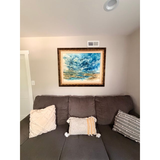 1976 Large Framed Coastal Landscape Watercolor by James Duffy (Artist Copy) For Sale - Image 4 of 7