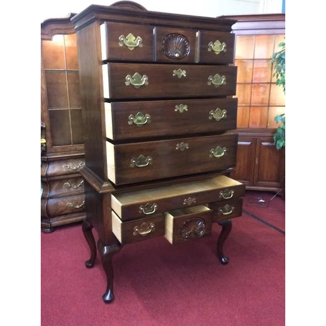 Henkel Harris Furniture Vintage High Chest of Drawers High Chest of Drawers Solid Wood Black Cherry For Sale - Image 9 of 12