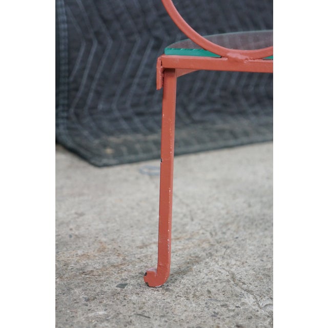 Vintage French Style Red Scrolled Wrought Iron Four-Tier Corner Etagere Stand For Sale - Image 4 of 18