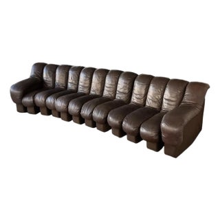 De Sede Ds600 Brown Leather Non-Stop Snake Sofa, 1970s For Sale