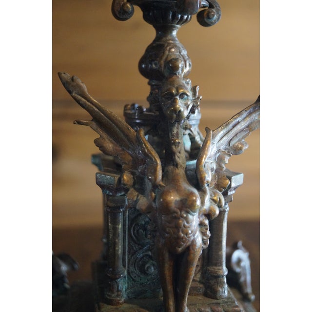 Gothic Early 20th Century French Bronze Gothic Candelabra For Sale - Image 3 of 13