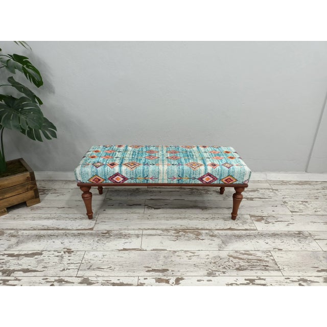 Details SIZE: 18X18X48 Inches ( with legs ) - 45x45x120 cm TYPE: Handmade Ottoman Bench CONDITION: is good. CONSTRUCT: It...