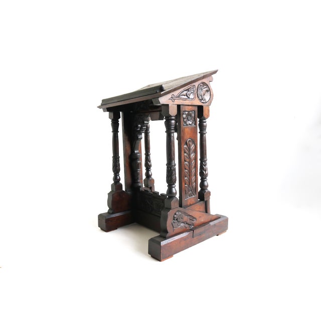 Antique 19th Century Gothic Revival Oak Lectern Book Stand, 1890s For Sale - Image 4 of 18