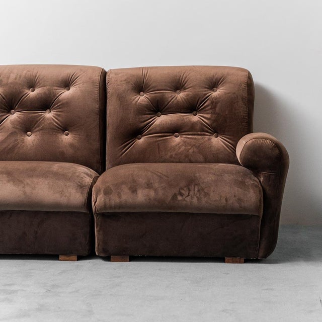 4-Seater Modular Sofa in Brown Velvet, 1970s, Set of 4 For Sale - Image 6 of 13