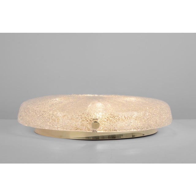 Metal Large Round Murano Amber Sunbrust Flushmount attributed to Hillebrand, Germany, 1970s For Sale - Image 7 of 14