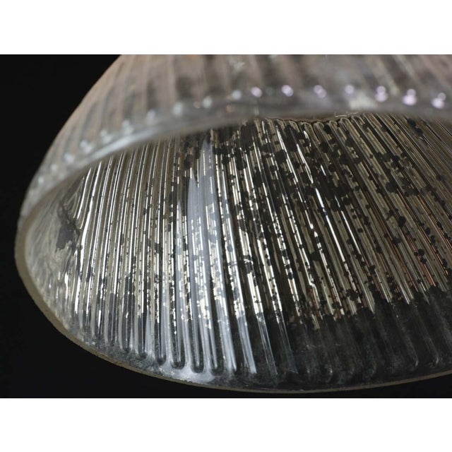 Silver 1910s X-Ray Glass Brass Pole Double Down Pendant Light For Sale - Image 8 of 12