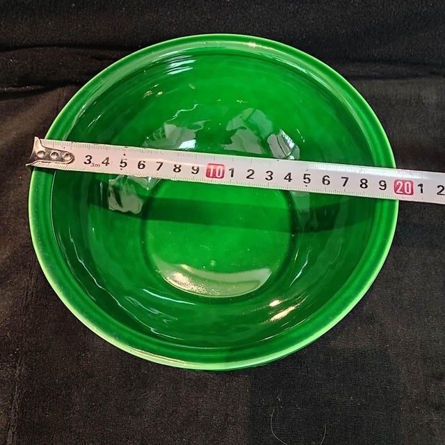 Chinese Old Ceramic Pot,Hongzhi Marked Green Glaze Porcelain Bowl Hand Carving For Sale - Image 12 of 12
