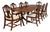 1980s Baker Mahogany Extendable Dining Table With 10 Chairs & Custom Table Pads For Sale