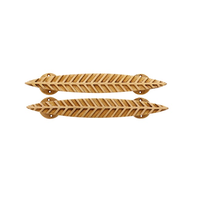 Hollywood Regency Simple Feather Brass Door Handles, a Pair For Sale - Image 3 of 5