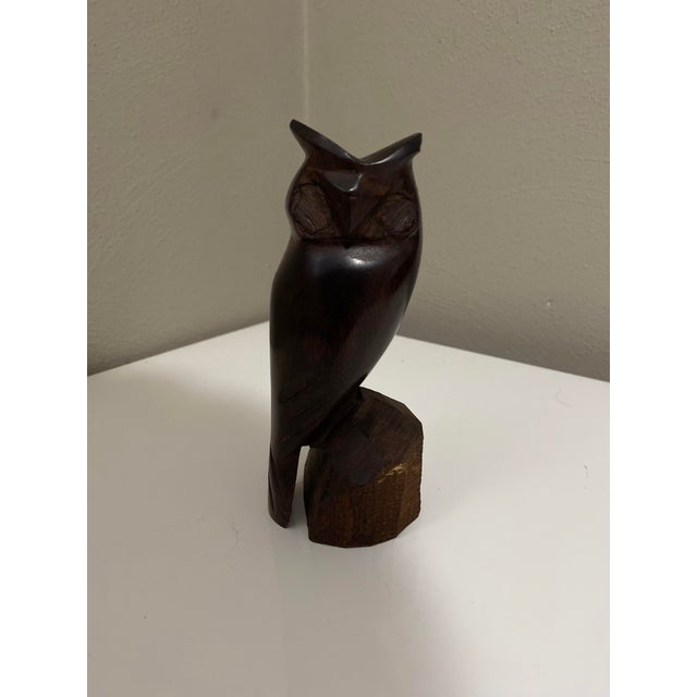 This item is a vintage hand-carved ironwood owl figurine, commonly used for cabin or nature-inspired decor. Material:...