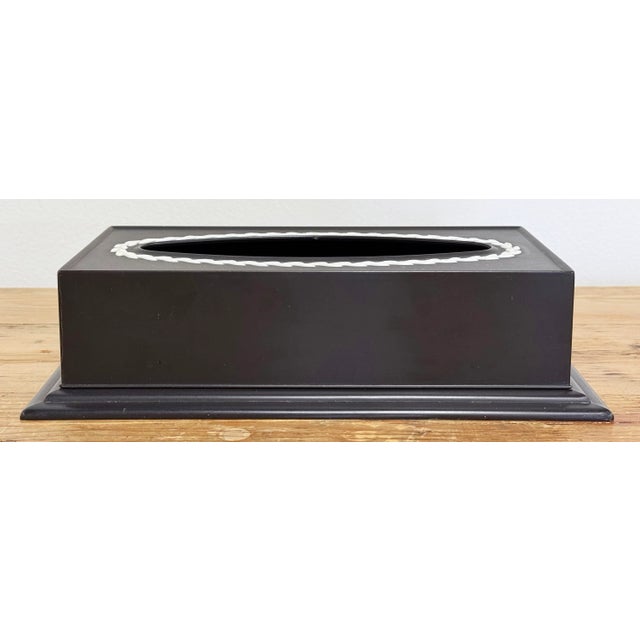 Vintage Fesco Resin Black Wedgewood Style Waste Basket and Matching Tissue Box Holder For Sale - Image 9 of 11