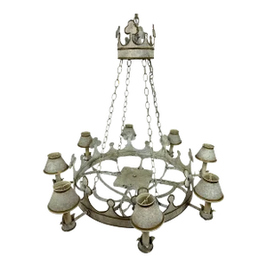 Vaughan Tole French-Inspired Circular Chandelier, White With Gold Accents