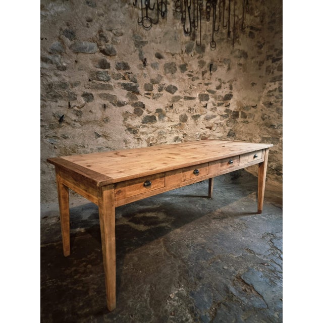 Rustic Antique French Dining Table or Worktable with Drawers, 1900s For Sale - Image 3 of 18