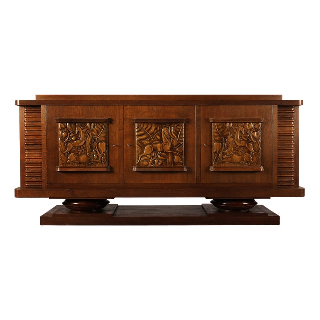 Art Deco French Oak Sideboard from Jacques Klein, 1925 For Sale