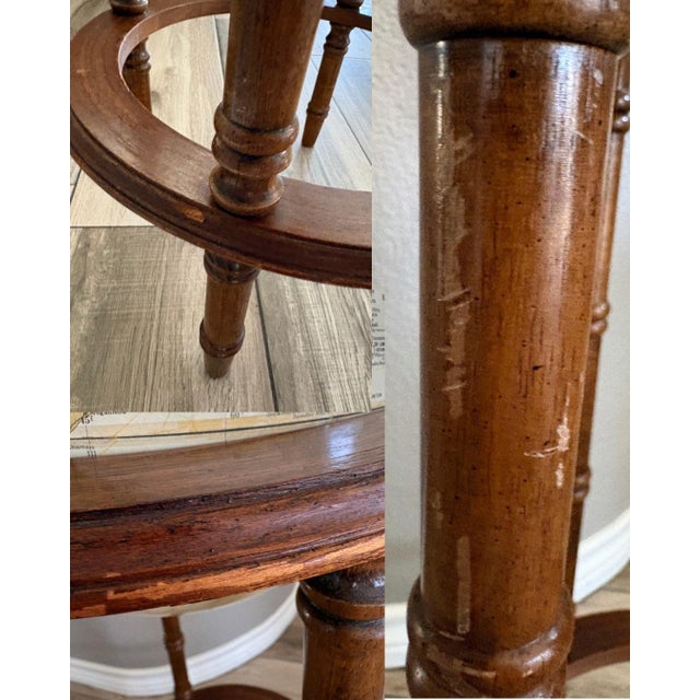 Vintage Powell Floor Globe on Wooden Pedestal Stand Traditional Library Decor For Sale - Image 4 of 12