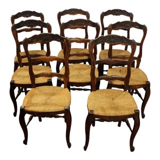 Late 19th Century Set of 8 Country French Dining Chairs For Sale