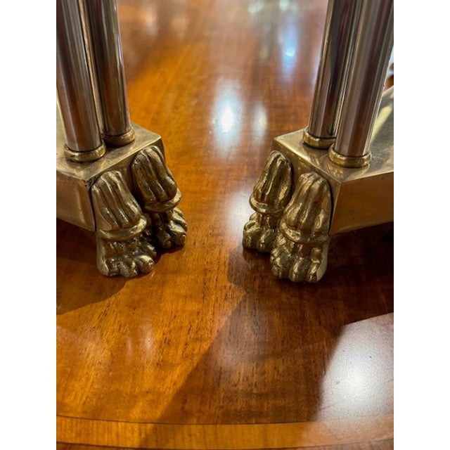 2000 - 2009 Pair of Jansen Manner Steel and Brass Side Tables For Sale - Image 5 of 7