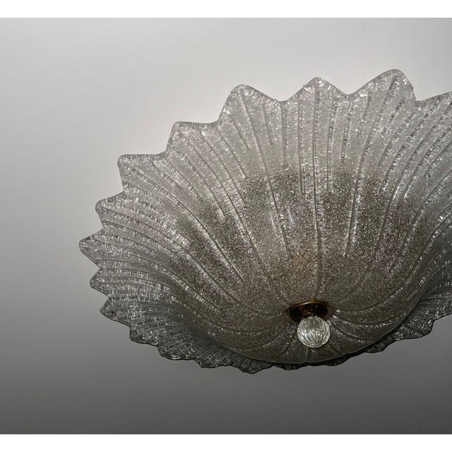 Transparent Italian Clear Murano Glass Graniglia Technique Flush Mount 1980s For Sale - Image 8 of 9