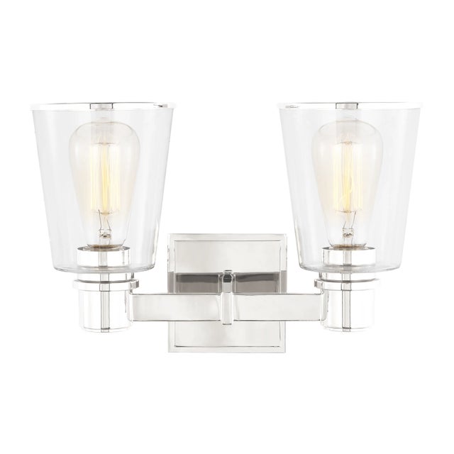 Chapman & Myers by Visual Comfort Studio Alessa 2-Light Bath Vanity Sconce in Polished Nickel For Sale - Image 10 of 10