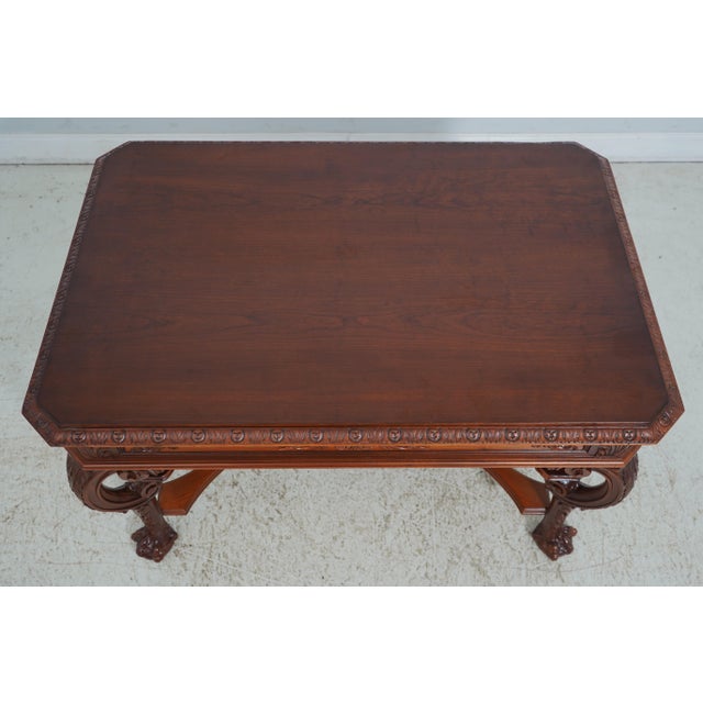 19th Century Herter Brothers Victorian Restored Carved Library Desk For Sale - Image 5 of 18