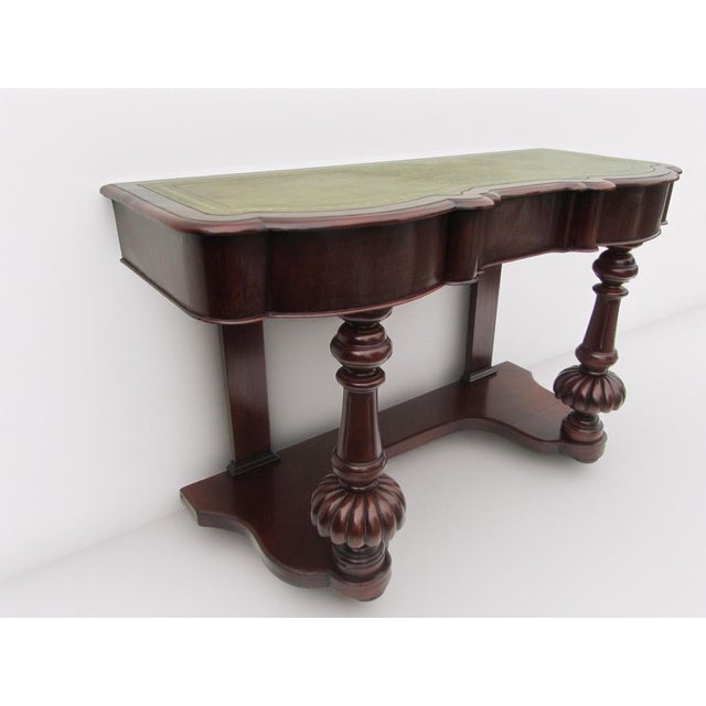 Mahogany Console Table with Leather Inlay Top and Drawer, 1870s For Sale - Image 16 of 16
