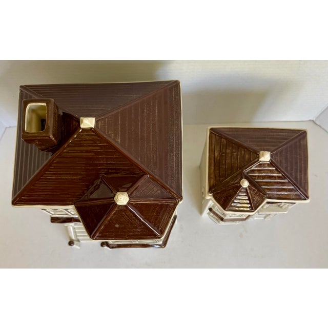 White 1979-80 Otagiri Ceramic San Francisco Victorian House Canisters Cookie Jars - Set of 2 For Sale - Image 8 of 15