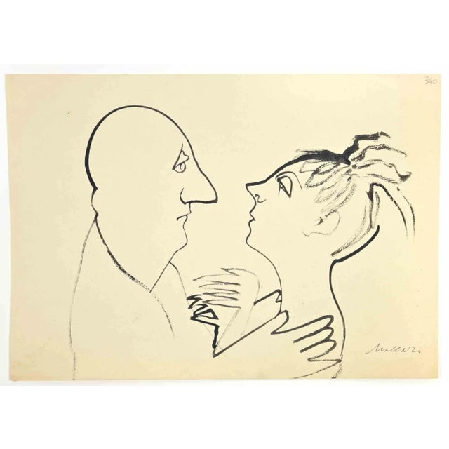 Lovers is a china ink Drawing realized by Mino Maccari (1924-1989) in the 1960s. Hand-signed on the lower. Good...