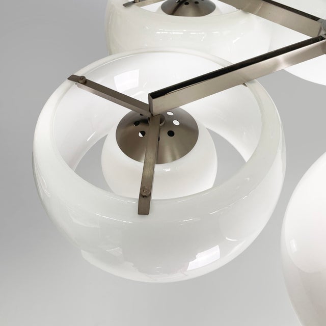 Silver Mid-Century Modern Italian Pentaclinio Pendant Light attributed to Magistretti for Artemide, 1970s For Sale - Image 8 of 17