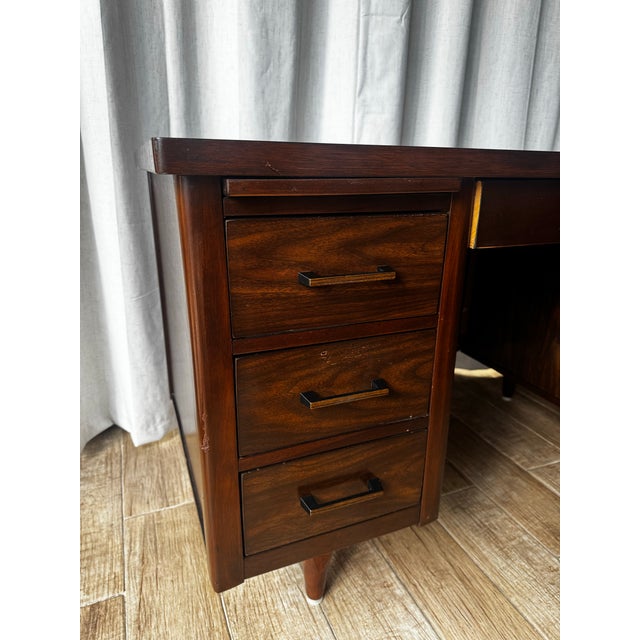 Vintage MCM Wood Veneer Desk For Sale In Los Angeles - Image 6 of 12