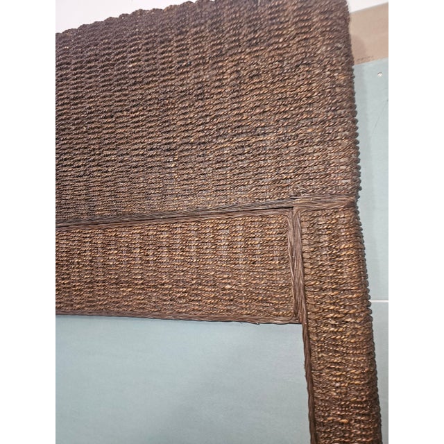 Coffee Late 20th Century Coastal Boho-Chic Hand-Woven Banana Leaf Arched Headboard For Sale - Image 8 of 12