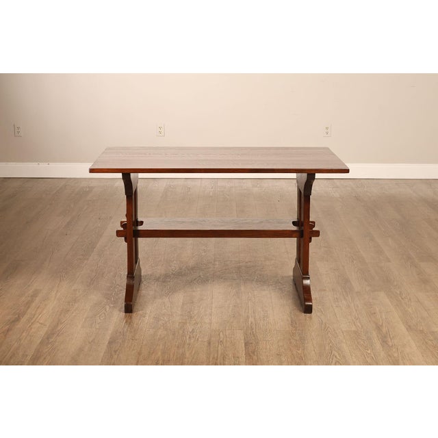 Gustav Stickley Mission Oak Trestle Library Table For Sale - Image 11 of 14