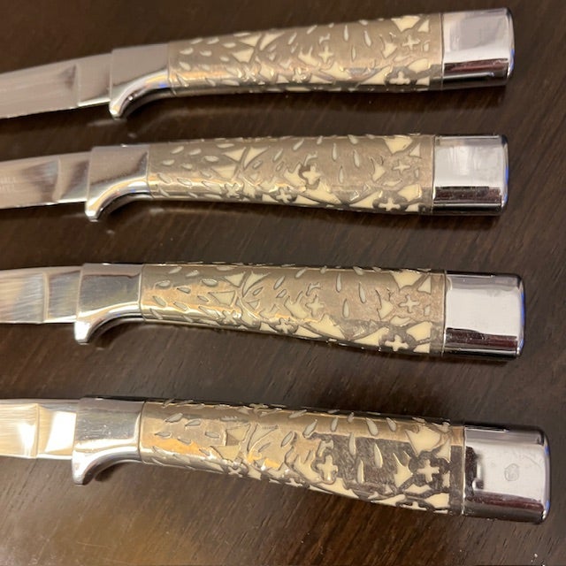 Art Deco Vintage Carvel Hall by Briddell Steak Knives With Silver & Bakelite Handles For Sale - Image 3 of 4