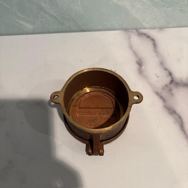 Rustic Antique Brass Water Meter Cover Pittsburgh Pennsyvania Equitable Arctic For Sale - Image 3 of 3