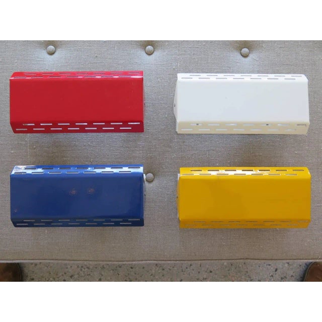 Metal 1960s Modernist Anvia Aluminum Multi-Color Sconces - Set of 4 For Sale - Image 7 of 8