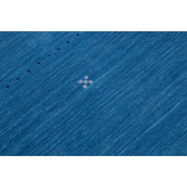 2020s Blue Modern Gabbeh Minimalist Style Handmade Wool Rug For Sale - Image 5 of 7