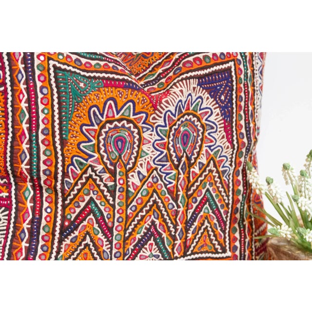 Tribal Oni Rajasthani Embroidered Decorative Pillow For Sale - Image 3 of 8