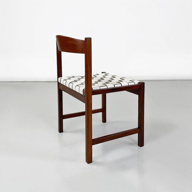 Brown Italian Modern Dining Chairs in Beech and White Leather from Poltronova, 1960s, Set of 4 For Sale - Image 8 of 15