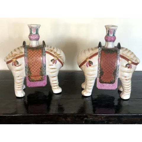 Mottaheddeh Porcelain Elephant Candle Holders - a Pair For Sale In Boston - Image 6 of 8