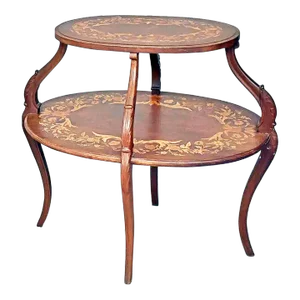 1920s Inlaid Oval 2 Tier Tea Table
