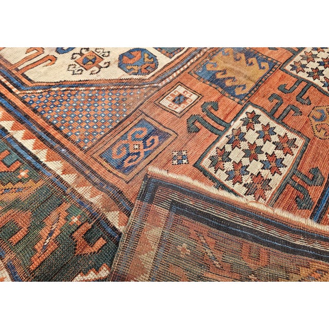Antique Karachov Kazak Area Rug, Hand-Knotted Wool, Caucasus, 1800s, 5’ x 7’ For Sale - Image 9 of 18