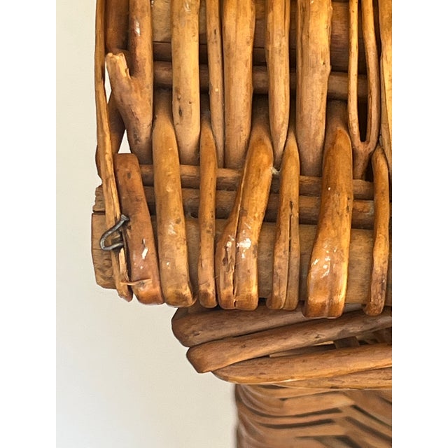 Antique English Wicker Storage Trunk Chest With Hinged Lid | Early 20th Century For Sale - Image 14 of 18