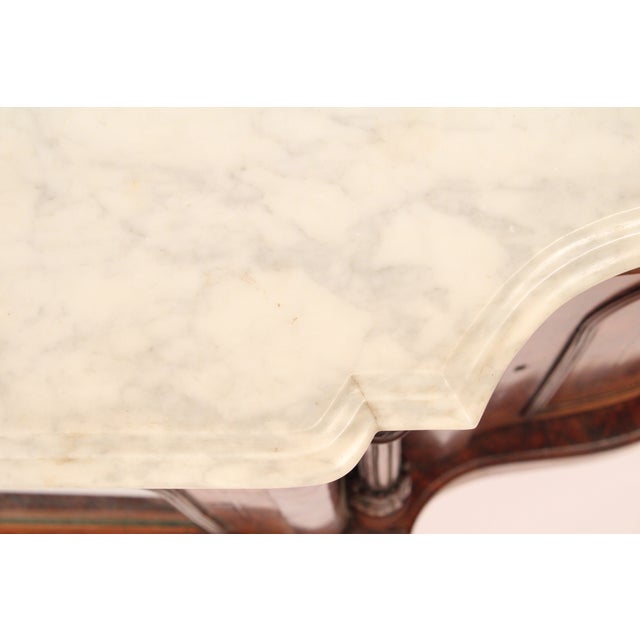 Late 19th Century Victorian Inlaid Burl Walnut Sideboard With Marble Top For Sale - Image 5 of 13
