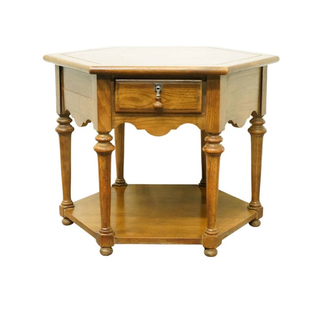 Kroehler Furniture Solid Walnut Rustic Americana Hexagonal Accent End Table For Sale - Image 13 of 13