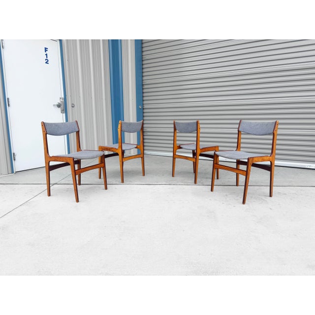 Gray 1960s Danish Modern Teak Dining Chairs - Set of 4 For Sale - Image 8 of 12