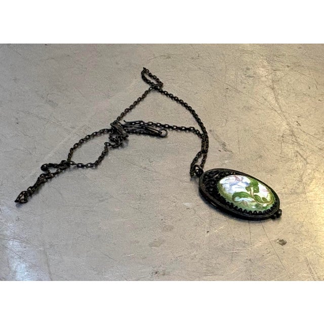 1930s Victorian Style Floral Cameo Pendant Necklace For Sale - Image 5 of 5