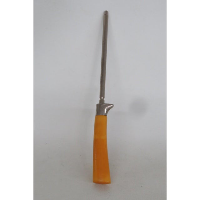 Metal Knife Sharpening Steel Rod Mid Century Style Butterscotch Bakelite Handle 5100b For Sale - Image 7 of 10