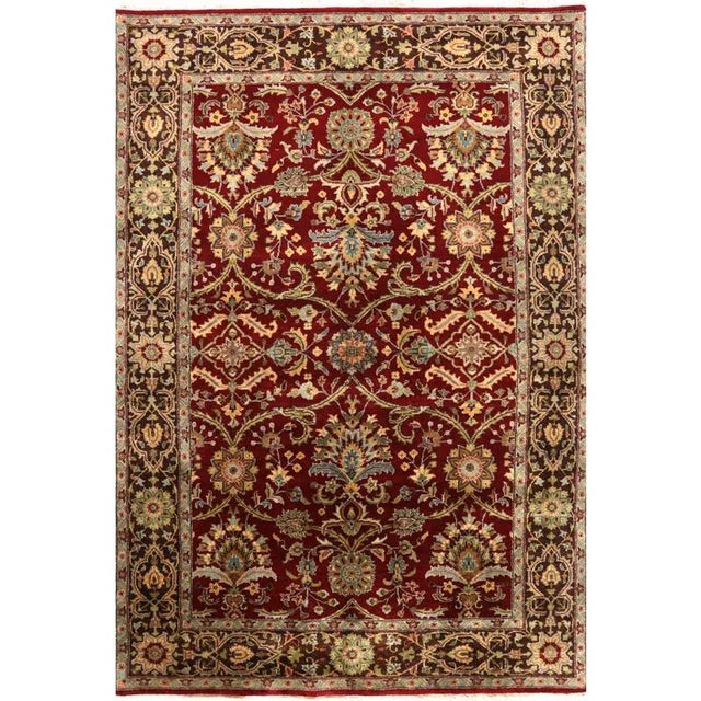 Burgundy Handwoven Sarouk Farahan Style Area Rug 4’0″ X 6’0″ For Sale - Image 8 of 8