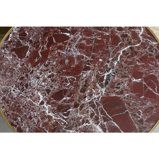 Neoclassical Style White & Gold Guéridon Accent Table – Light Brown Marble For Sale - Image 11 of 14