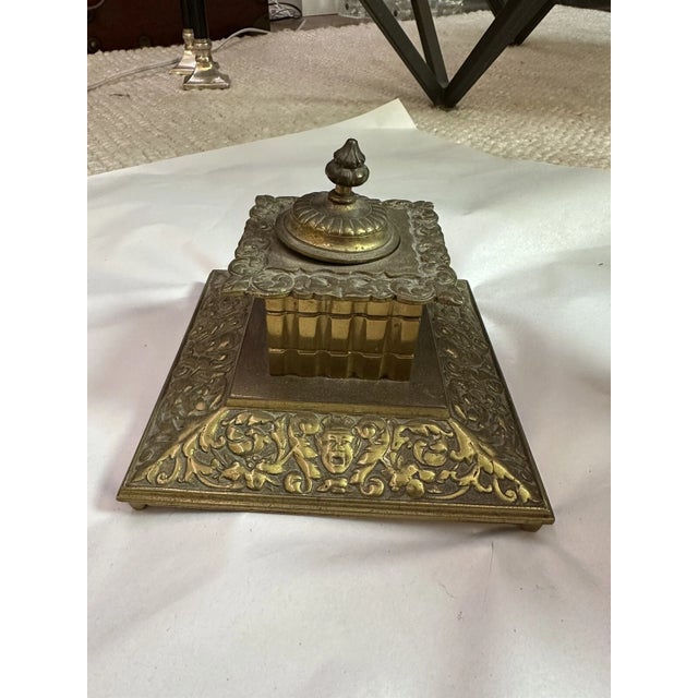 Antique English Brass Inkwell For Sale - Image 4 of 6
