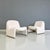 Italian modern pair of white teddy fabric and metal details Alky armchairs by Giancarlo Piretti for Anonima Castelli,...